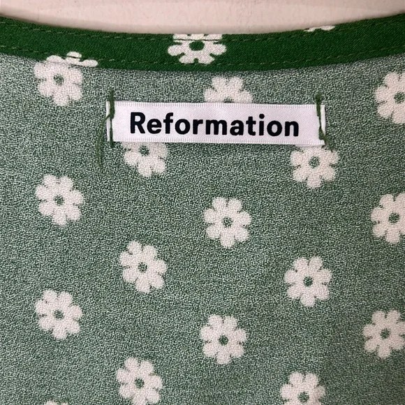 REFORMATION Green Janet Floral Woven Top Size 4 - Picture 9 of 16